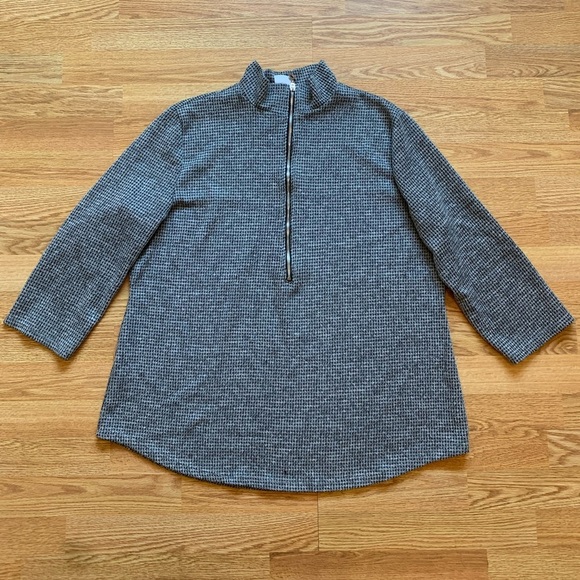 Artex Fashions Black & White Houndstooth 1/4 Zip Sweater 2X - Picture 2 of 9